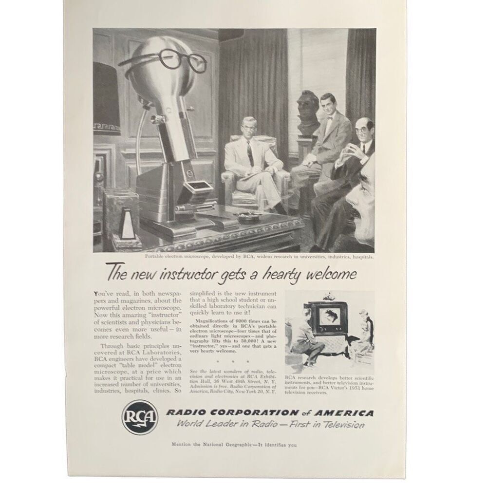 Vintage 1950 Radio Corporation of America RCA New Instructor Ad Advertisement